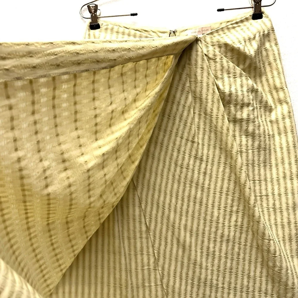 Rebecca‎ Taylor Sz 6 Faux Wrap Lightweight Skirt Dark And Light Green